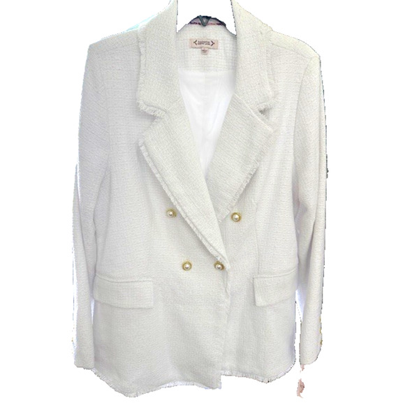 NANETTE LEPORE Frayed Tweed Texture Plaid Jacket Blazer Sz LARGE NWT $138 - Picture 1 of 12